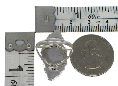 Southwestern Turquoise Needlepoint And Sterling Silver Ring Size 8-3/4 YX93179